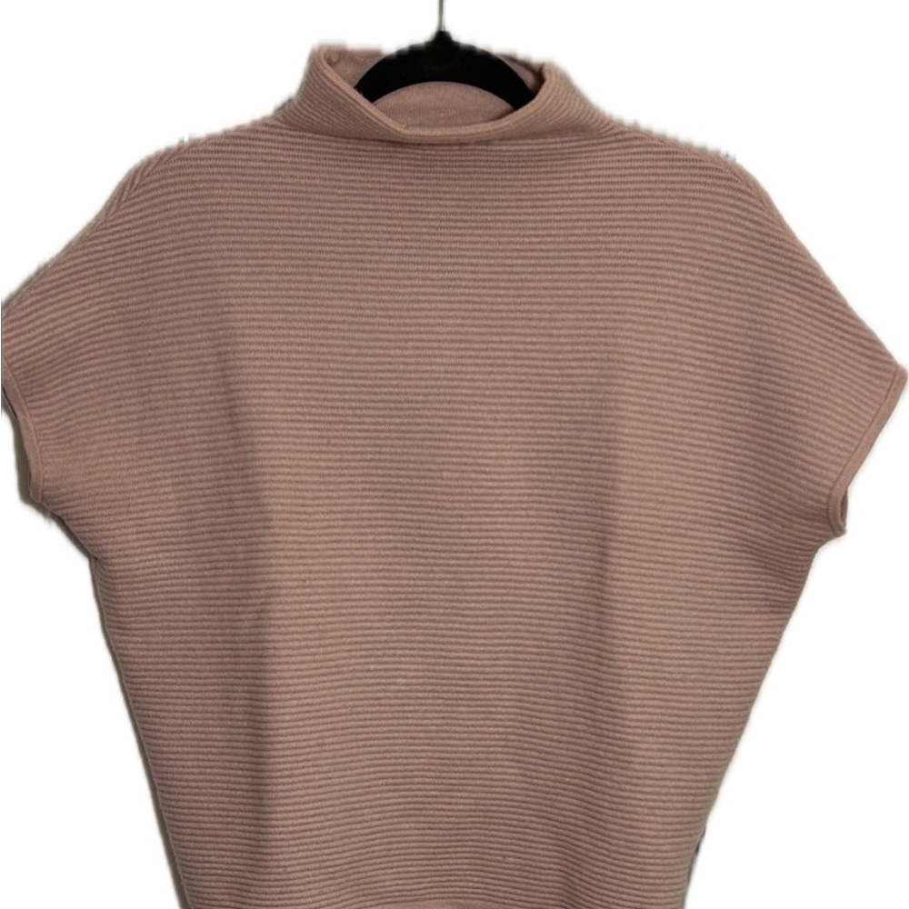 Cynthia Rowley 100% Cashmere Mockneck Ribbed Short Dolman Sleeve Sweater